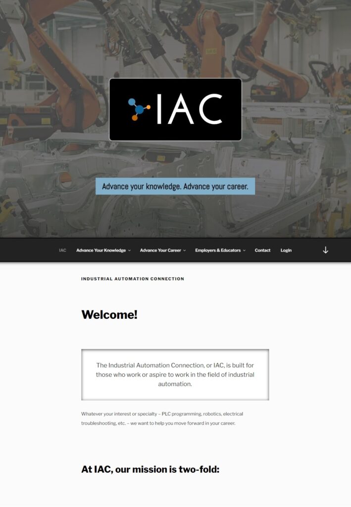 industrialautomationconnection.com's body and header, cropped